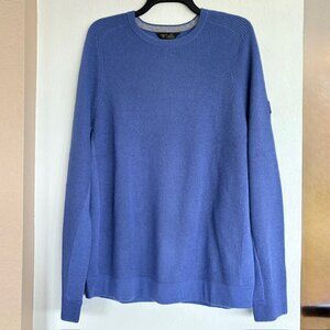 Rhone Walden Waffle Knit Mens Sweater Wool Cashmere Blend Large Blue Crewneck